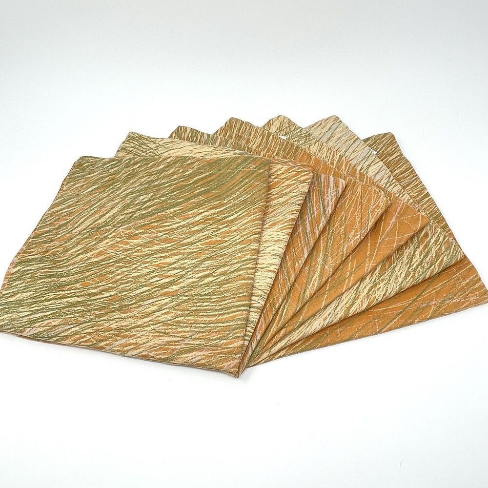 Crate & Barrel Marimekko Lepo Rust Napkins 21x21” Cotton Orange Green Set Of 7